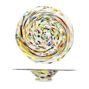 Murano-Style Colorful Confetti Handblown Italian Swirl Art Glass Decor Bowl 12”